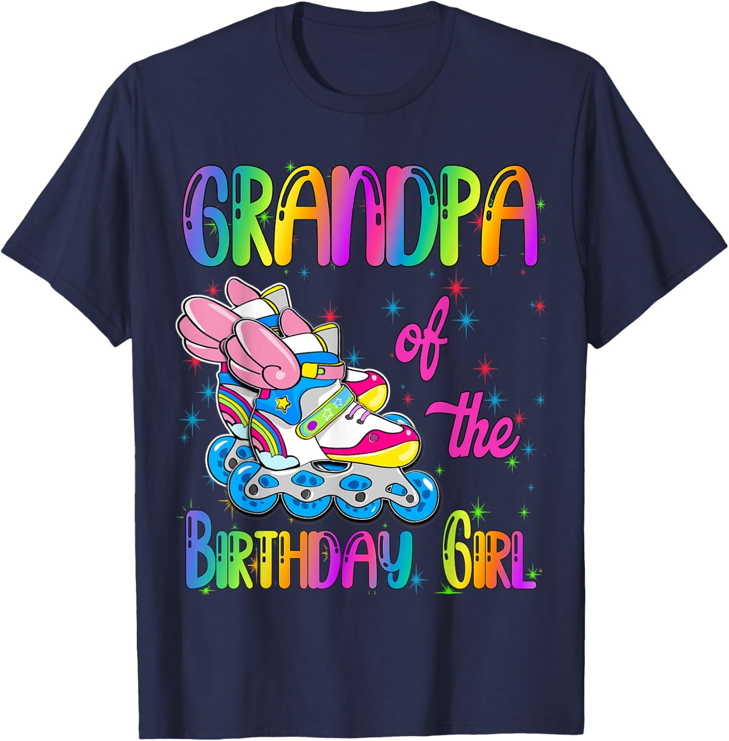 Grandpa of the Birthday girl Rolling skate Family Party T-Shirt - T-Shirt | Navy