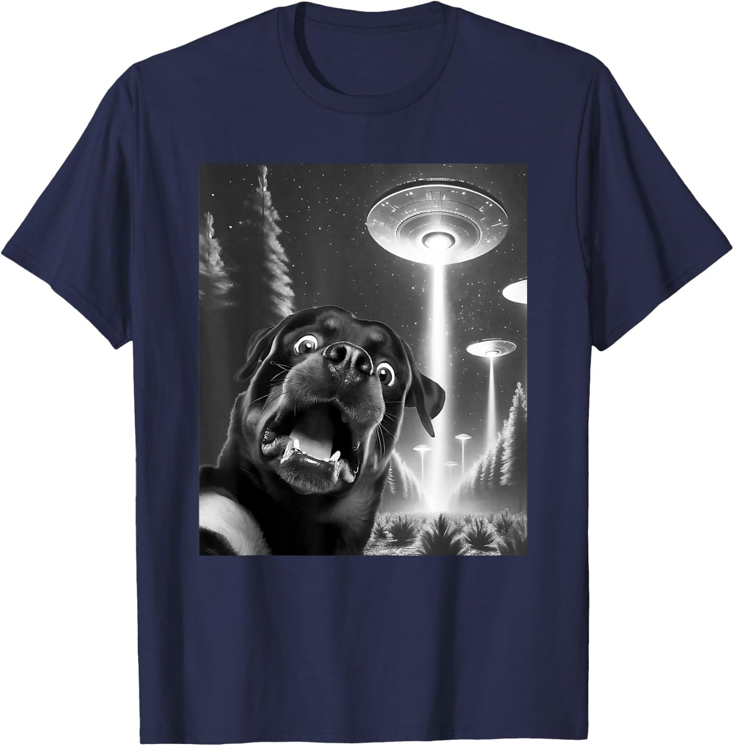 Funny Rottweiler Alien UFO Taking a Selfie Dog Mom Dad Men Women Kids T-Shirt - T-Shirt | Navy