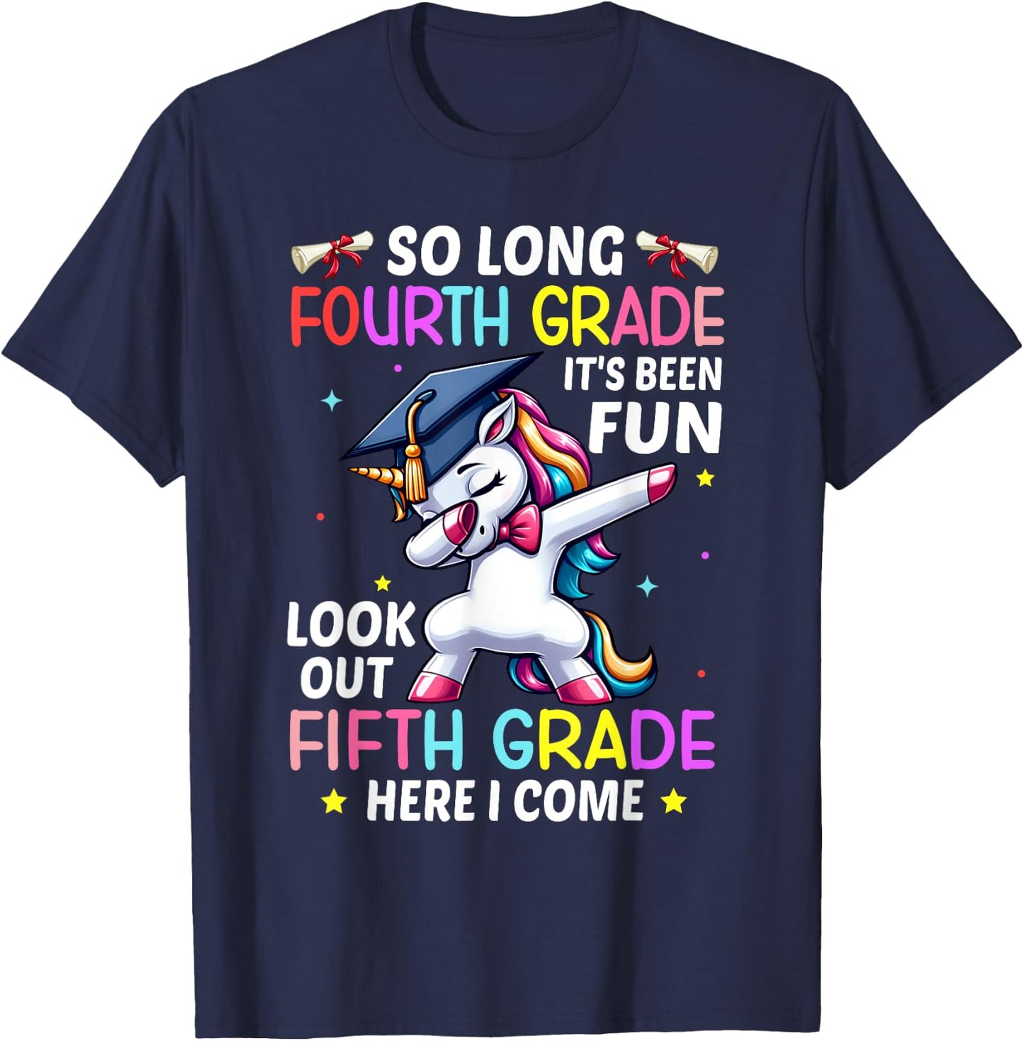 So Long 4th Grade 5th Grade Here I Come Unicorn Graduation T-Shirt - T-Shirt | Navy