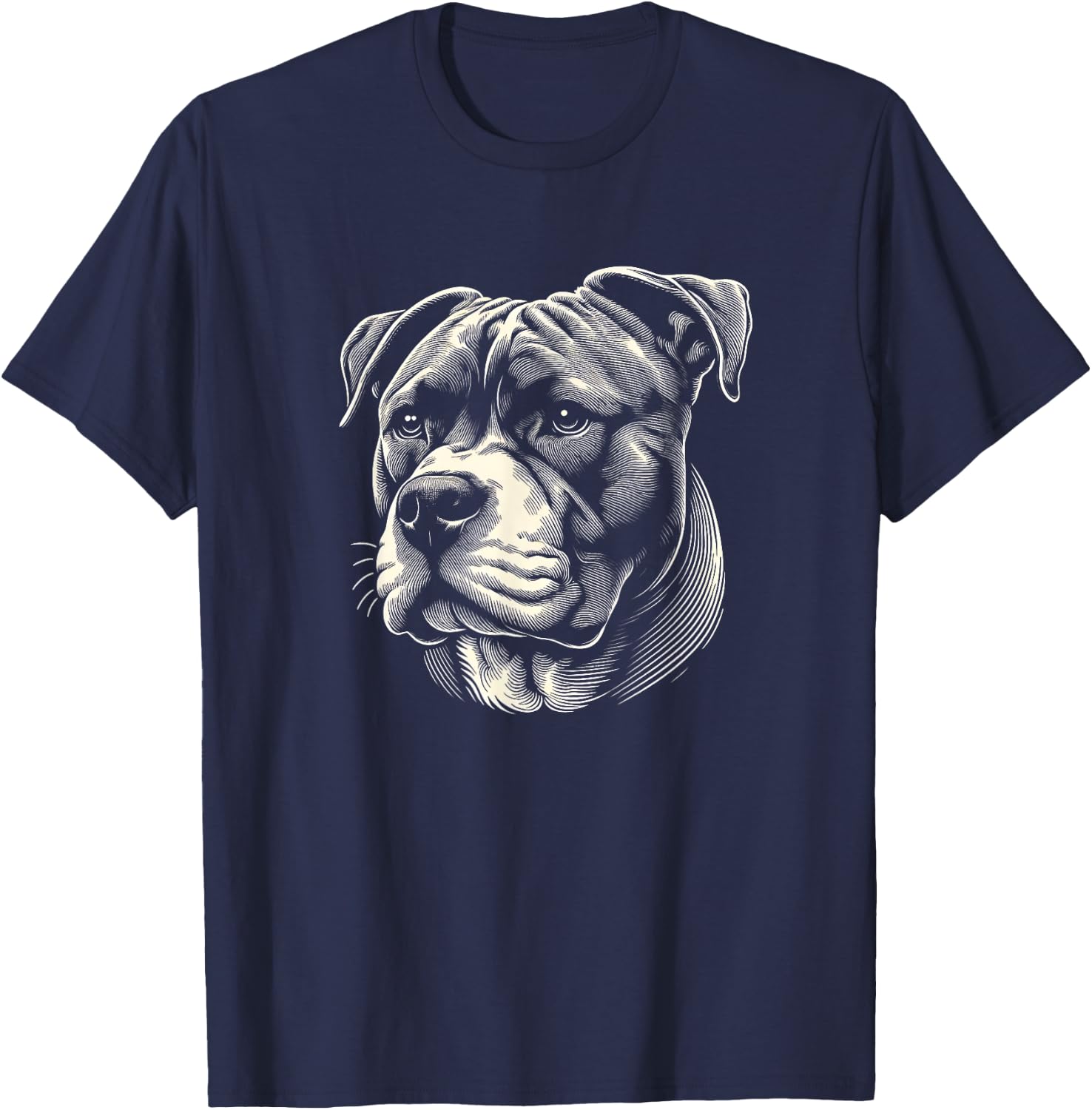 Pitbull Dog Face Art Design And Men T-Shirt - T-Shirt | Navy