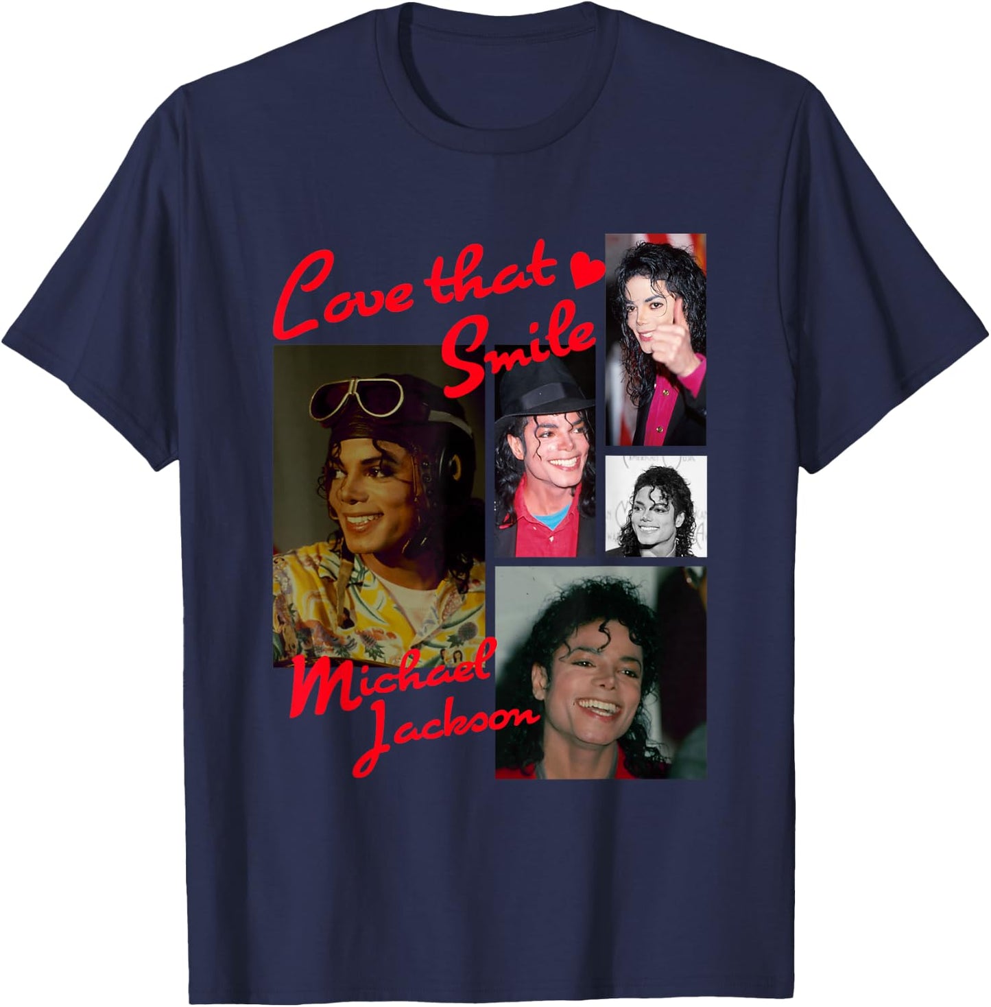 The King of Pop - Adults - Black - Small - Short Sleeve - Cotton Blend - Michael Jackson Fans T-Shirt - T-Shirt | Navy