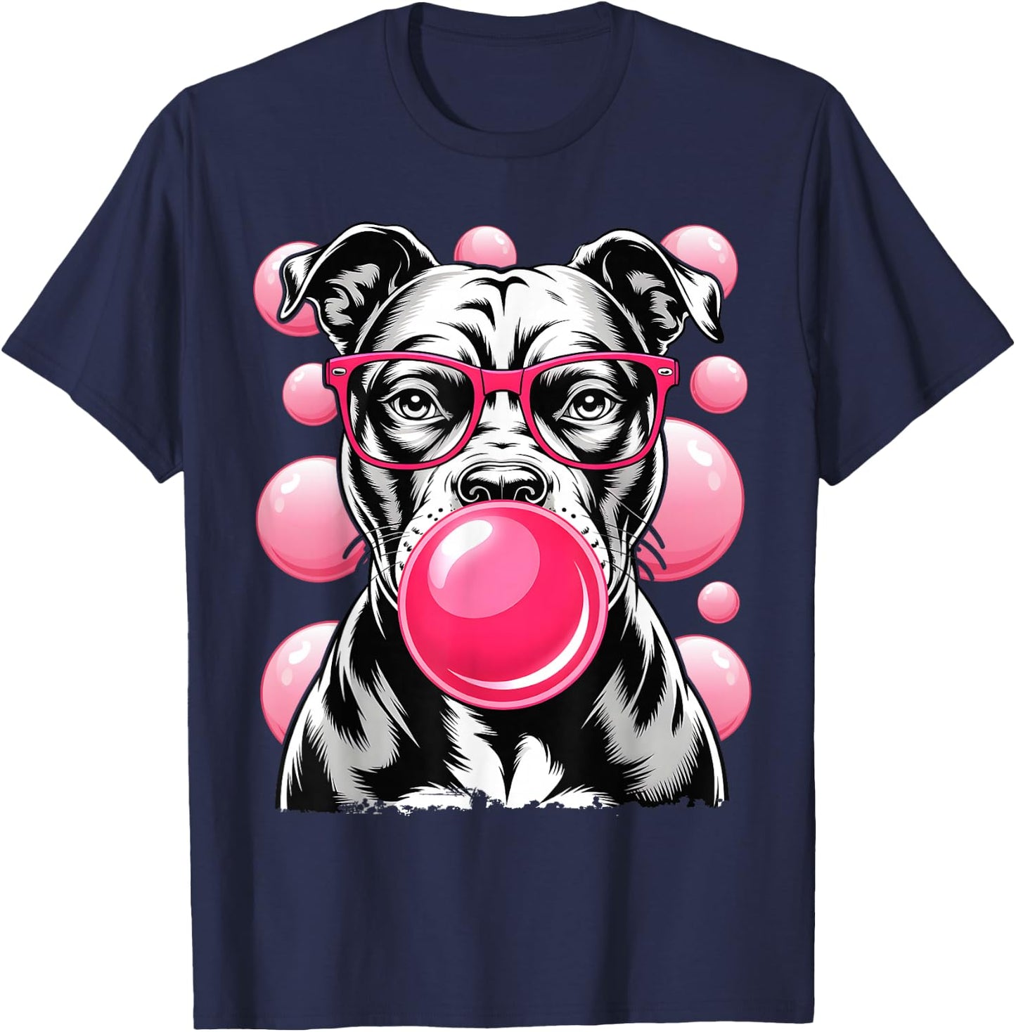 Goggles Gum Bubble Pit Bull T-Shirt - T-Shirt | Navy