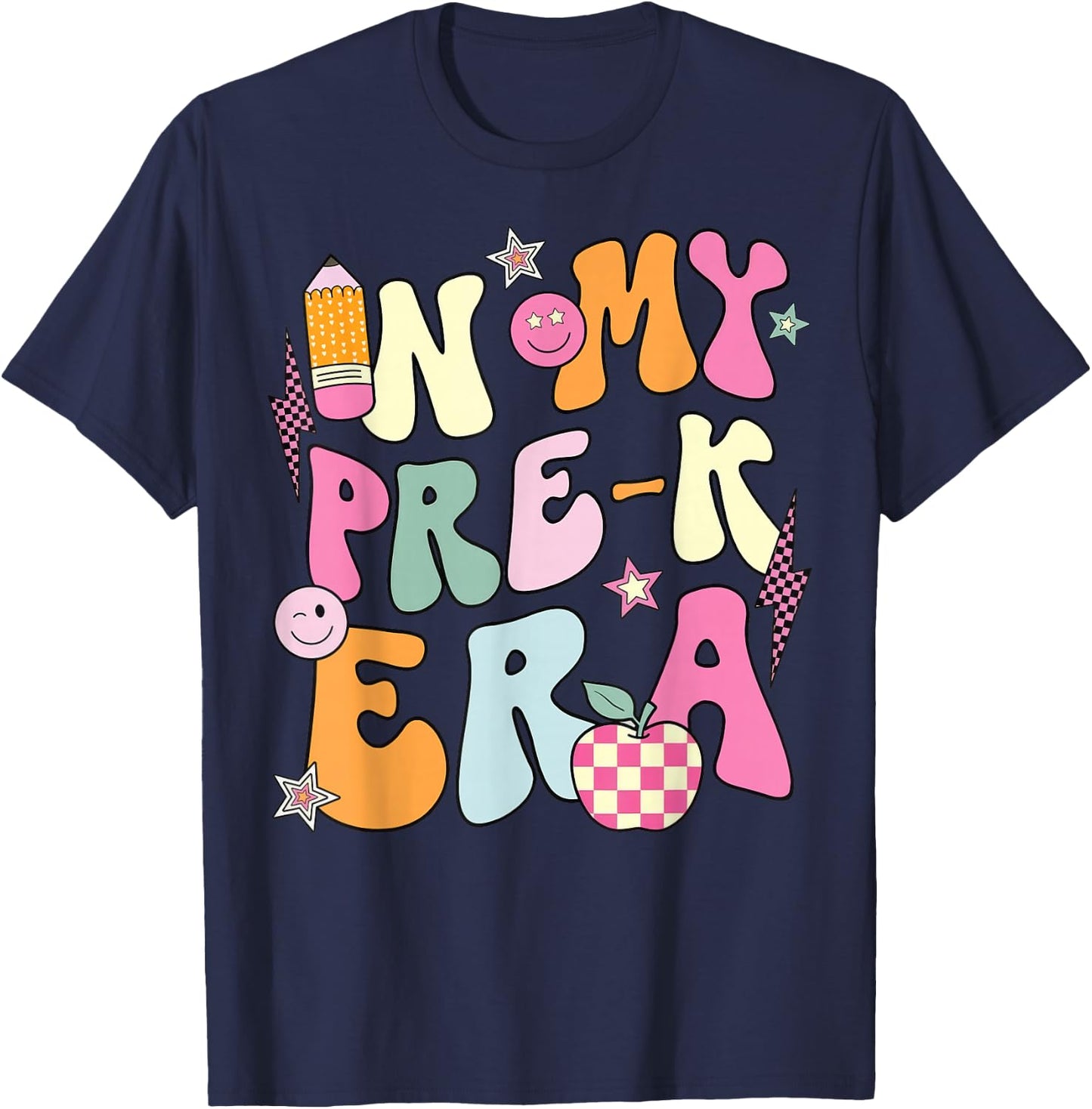 In My Pre K Era Retro Teacher Back To School T-Shirt - T-Shirt | Navy