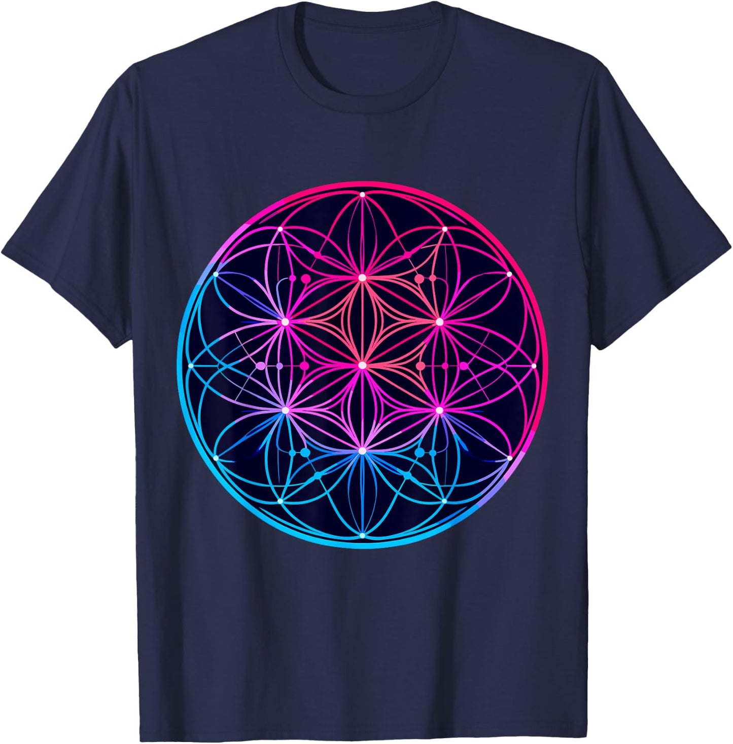 Sacred Geometry Flower of Life T-Shirt - T-Shirt | Navy