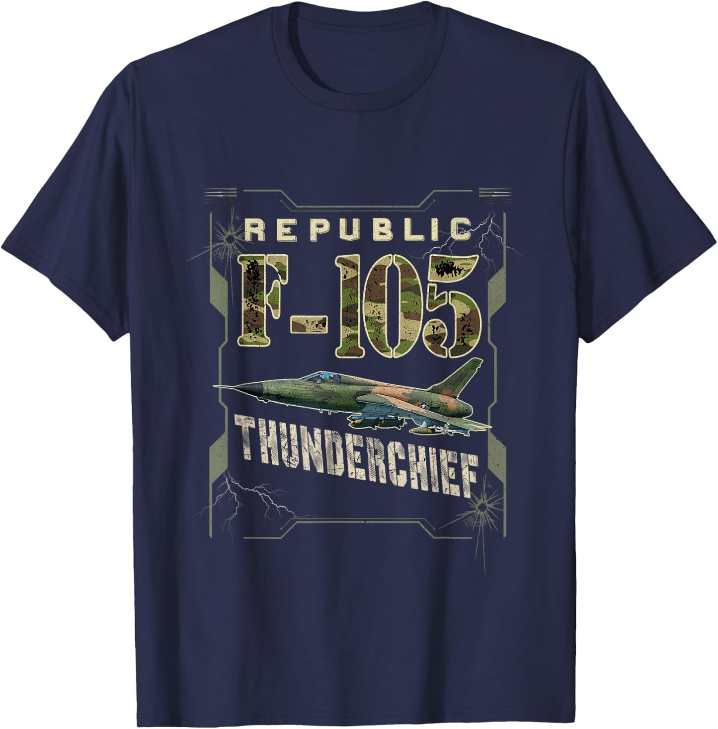 F-105 Thunderchief Fighter Military Aircraft Pilot Veteran T-Shirt - T-Shirt | Navy