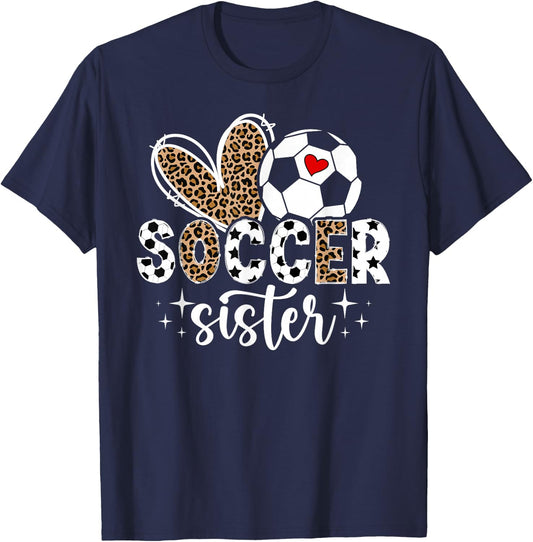 Soccer Sister Of A Soccer Player Heart Soccer Sis T-Shirt - T-Shirt | Navy