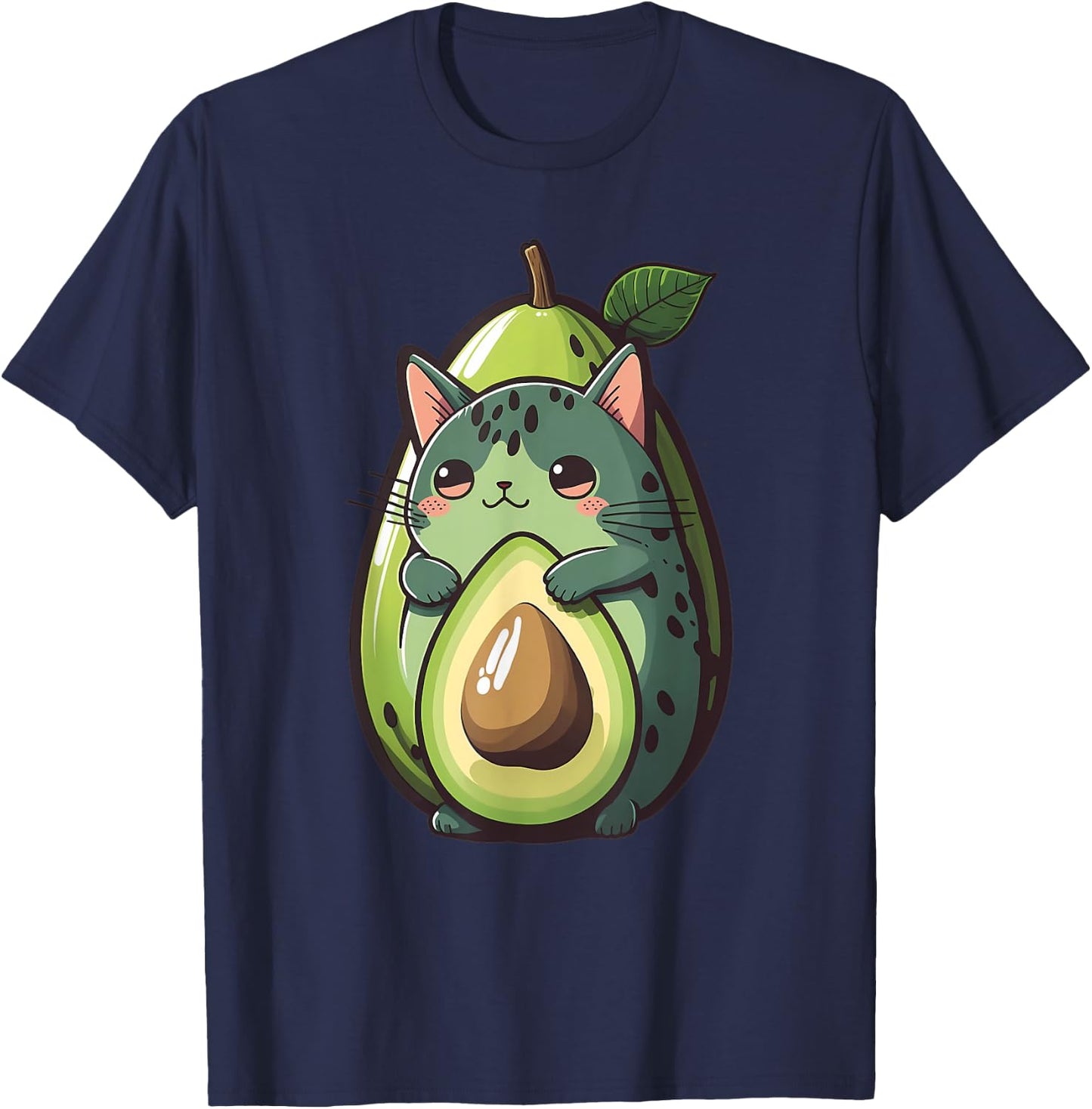 Anime Avocato Funny Cat Avocado Lover Avogato Vegans Kawaii T-Shirt - T-Shirt | Navy