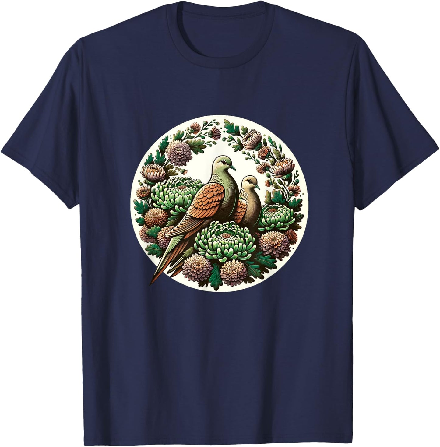 Mourning Doves Art Beautiful Bird Love T-Shirt - T-Shirt | Navy
