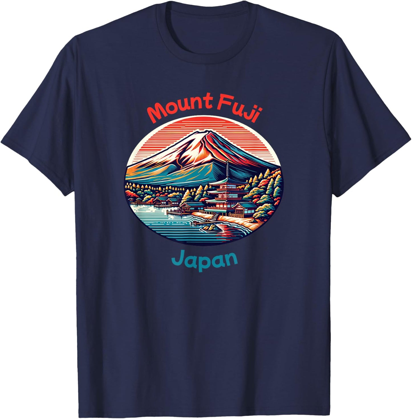 Mt Fuji Mountain Vintage Japanese T-Shirt - T-Shirt | Navy