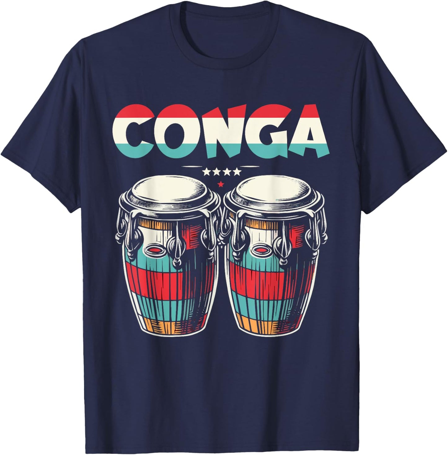 Conga Retro Style Colorful Conga Drums T-Shirt - T-Shirt | Navy
