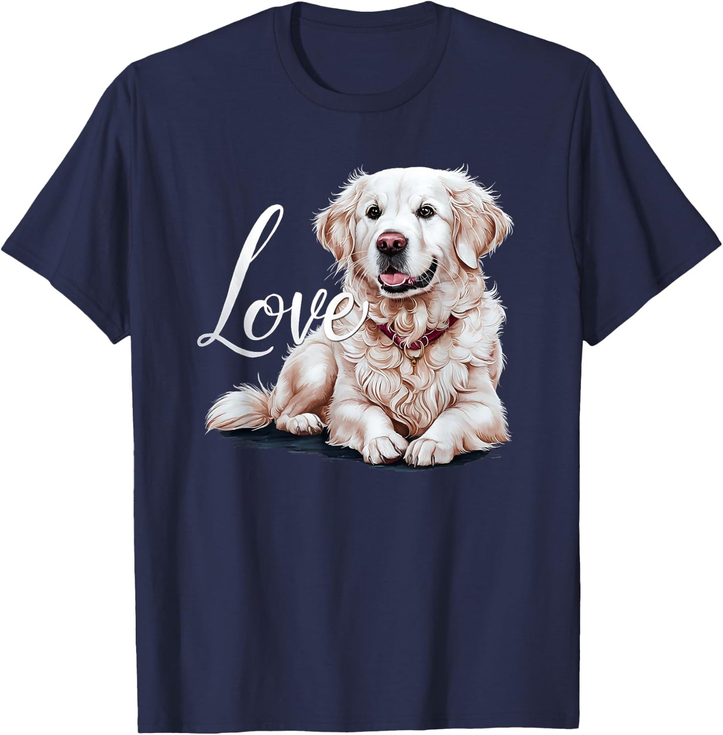 Love White English Cream Golden Retriever Mom Dad Dog Puppy Men Women Girls Kids T-Shirt - T-Shirt | Navy