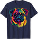 Pug Lover Cute Colorful Puppy Dog Face Women T-Shirt - T-Shirt | Navy