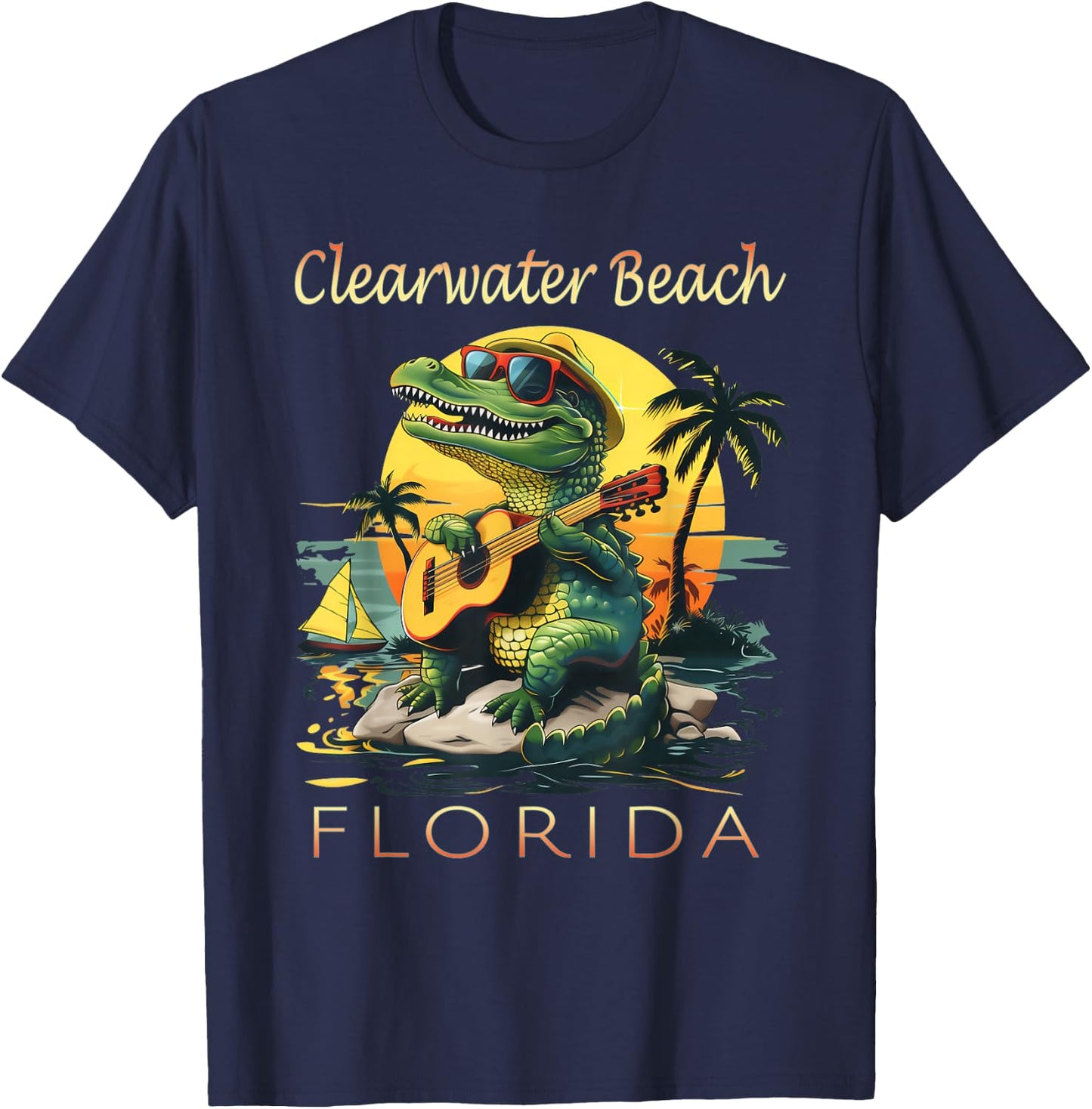 Clearwater Beach Florida Vacation Cute Alligator Souvenir T-Shirt - T-Shirt | Navy