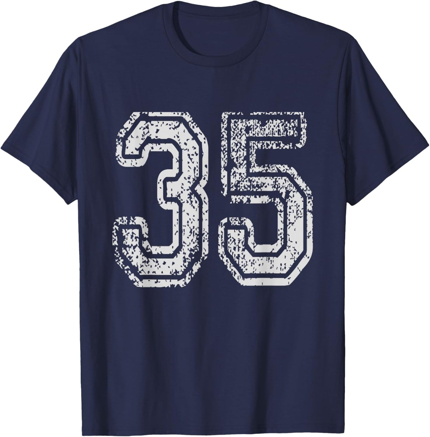 Team Jersey Uniforms Number 35 School Sports 35th Birthday T-Shirt - T-Shirt | Navy