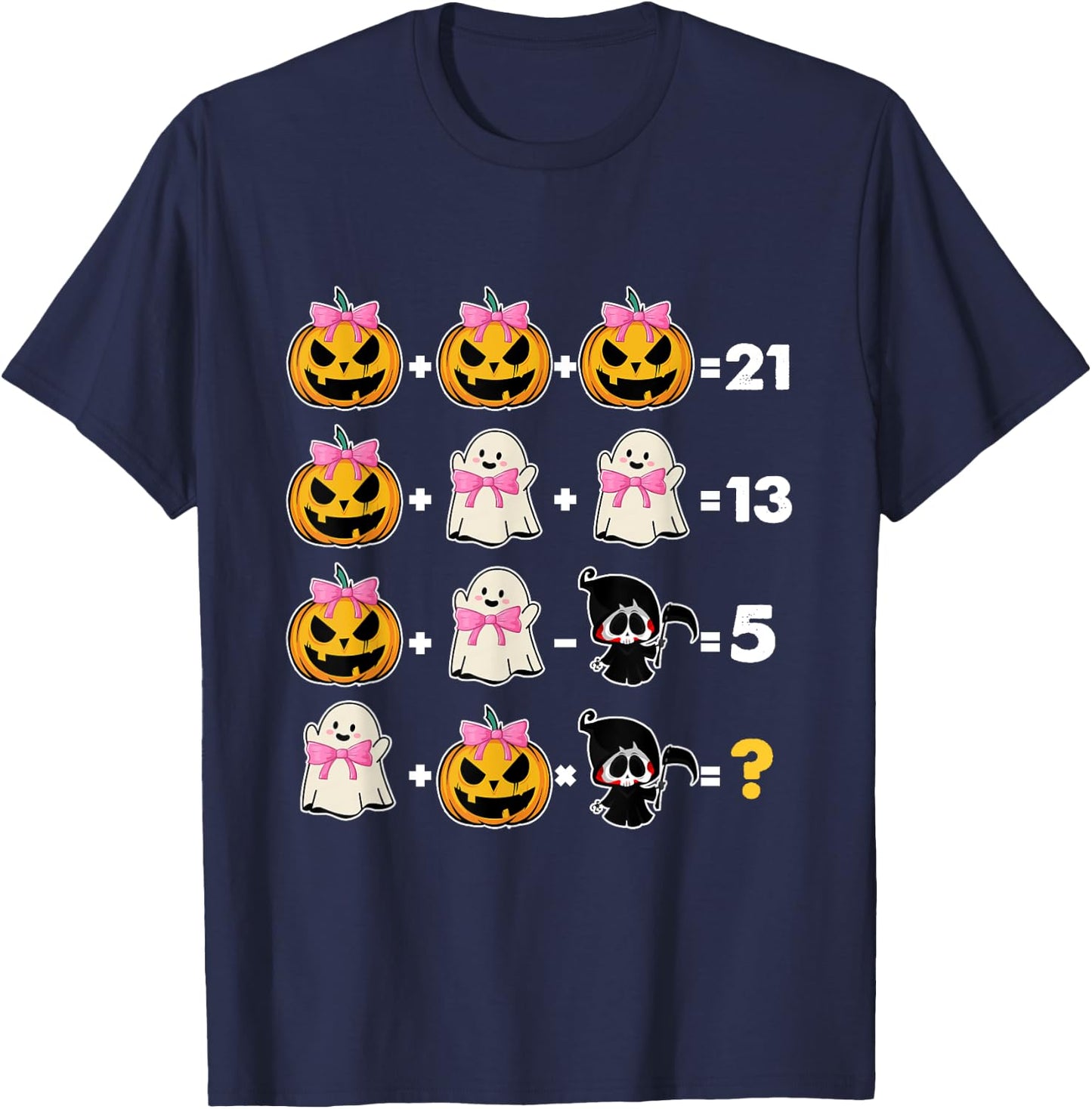 Halloween Math Teacher Men Women Order Of Operations T-Shirt - T-Shirt | Navy
