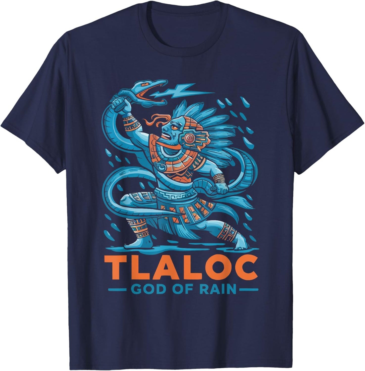 Aztec God Aztec Culture Mayan Indigenous Tlaloc Statue T-Shirt - T-Shirt | Navy