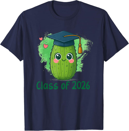 Graduation Pickle Grad Funny Senior Graduate Class Of 2026 T-Shirt - T-Shirt | Navy