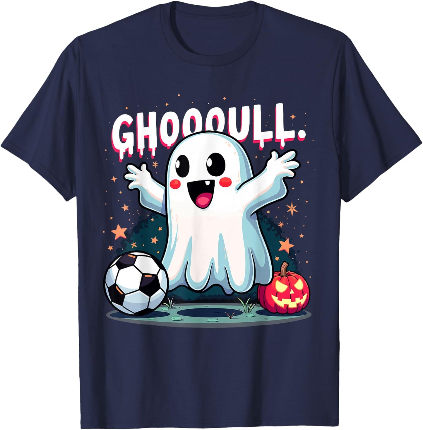 Ghoooal Soccer Ghost Halloween Funny Soccer Halloween T-Shirt - T-Shirt | Navy