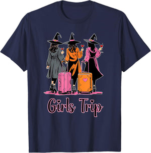 Girls Trip Wine Glasses Witches Halloween Costume T-Shirt - T-Shirt | Navy