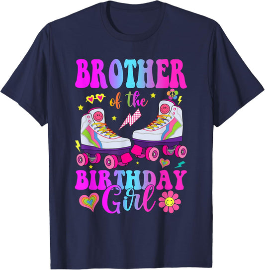 Let's Roll Brother of the Birthday girl Roller Skate T-Shirt - T-Shirt | Navy