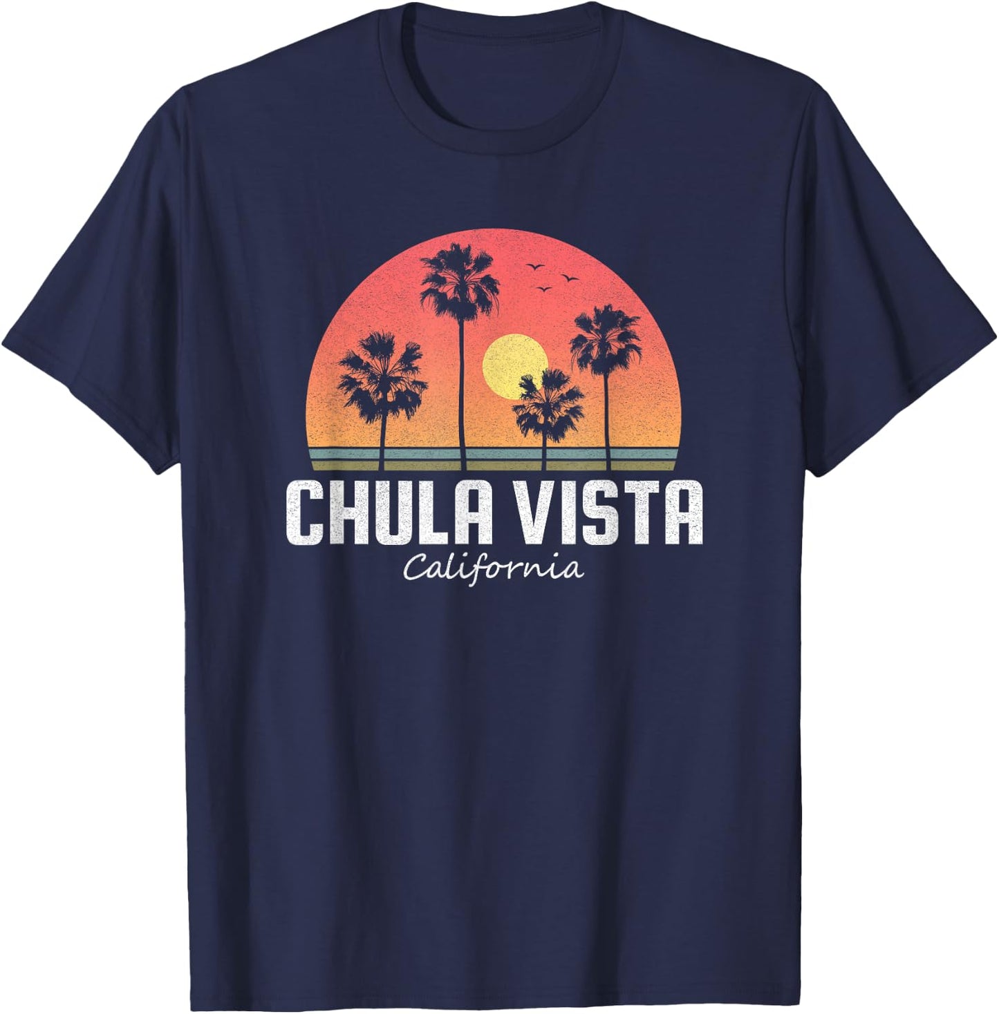 Chula Vista T Shirt Women Men Kids California Retro Sunset T-Shirt - T-Shirt | Navy
