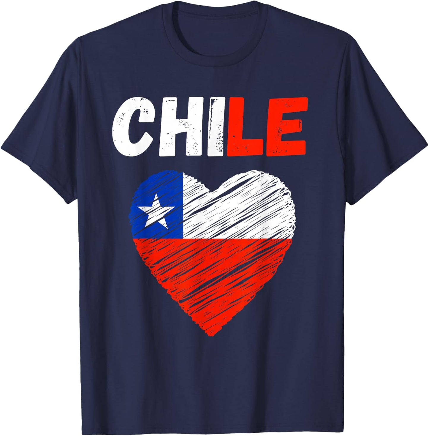 Chile Flag Holiday Chile Heart Chilean Flag T-Shirt - T-Shirt | Navy