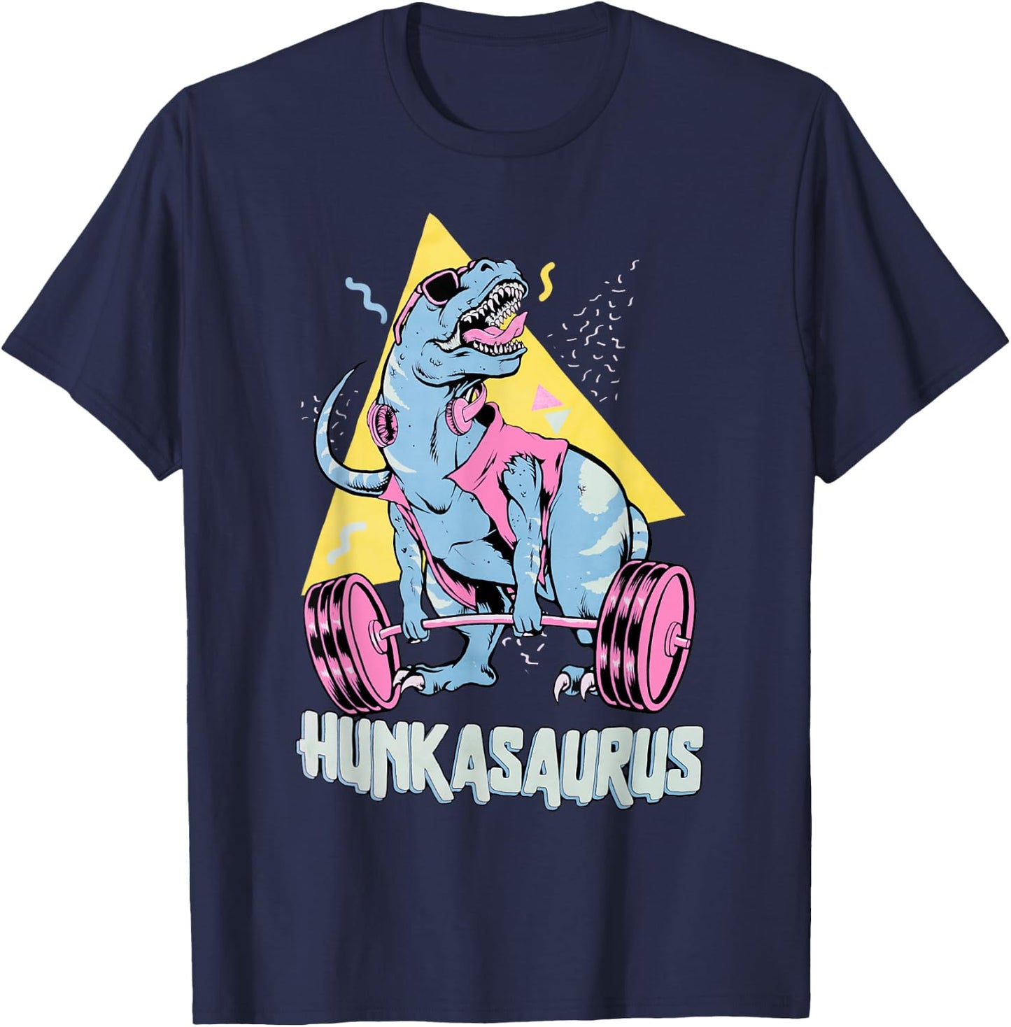 Hunkasaurus T rex Dinosaur Funny Gym & Workout T-Shirt - T-Shirt | Navy