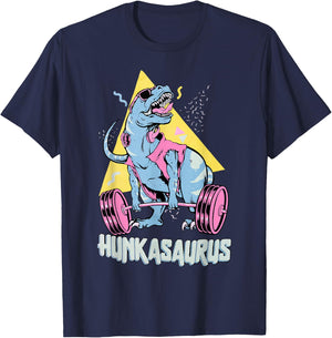 Hunkasaurus T rex Dinosaur Funny Gym & Workout T-Shirt - T-Shirt | Navy