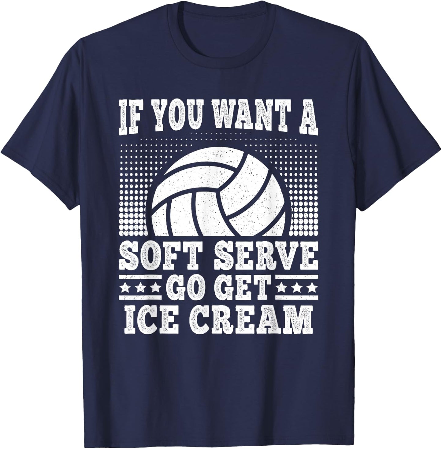 Soft Serve Ice Cream Funny Volleyball Player Men Women Kids T-Shirt - T-Shirt | Navy