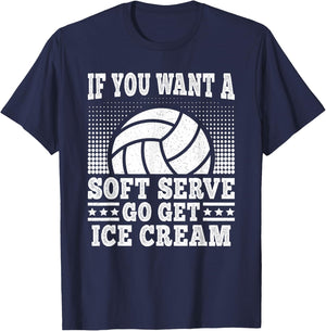 Soft Serve Ice Cream Funny Volleyball Player Men Women Kids T-Shirt - T-Shirt | Navy
