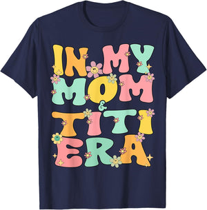 In My Mom And Titi Era Groovy Mom And Titi Grandma Christmas T-Shirt - T-Shirt | Navy