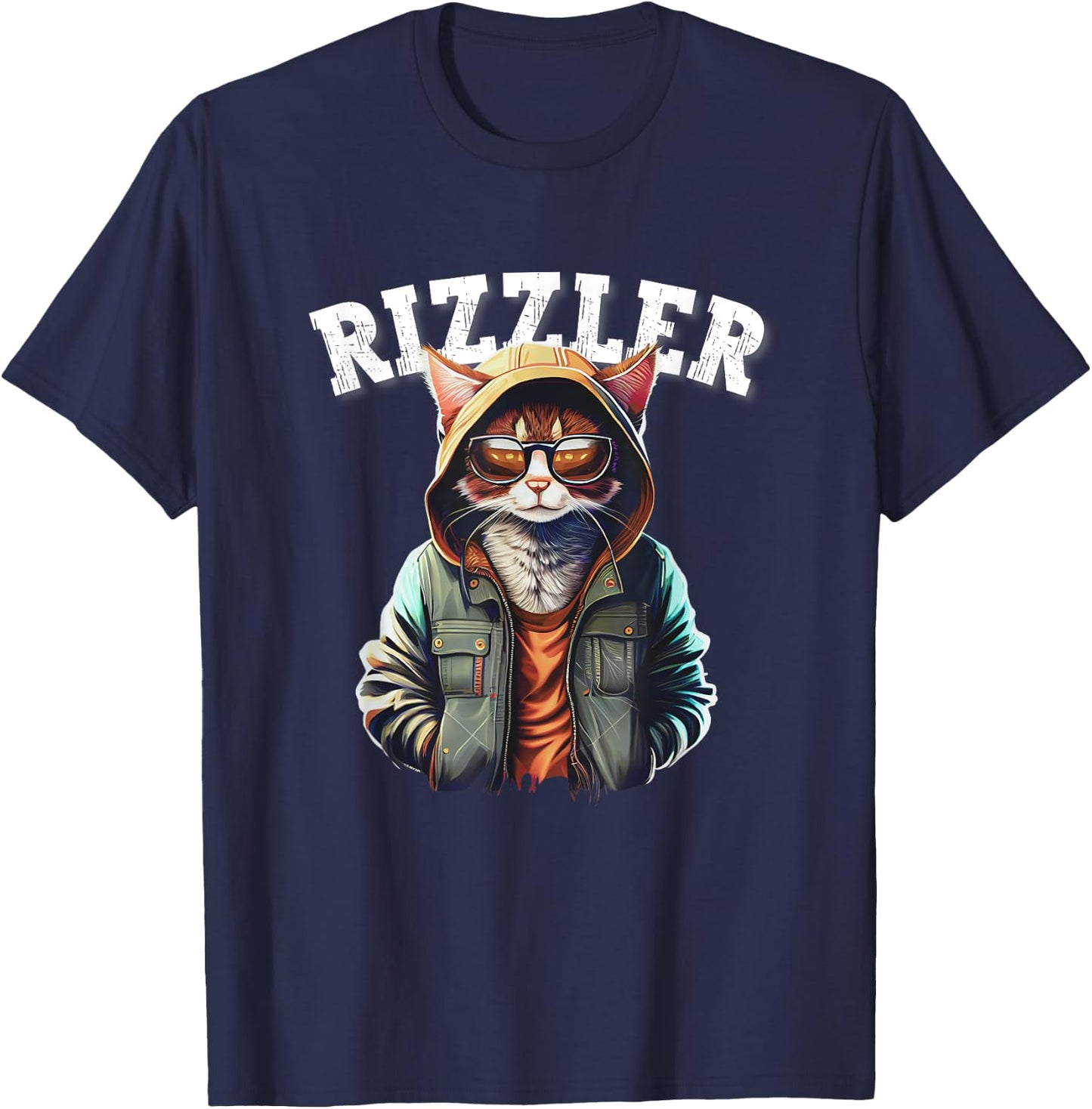 Rizzler Cat Funny W Rizz Meme Rizzler With The Rizz Teen Women Kids T-Shirt - T-Shirt | Navy