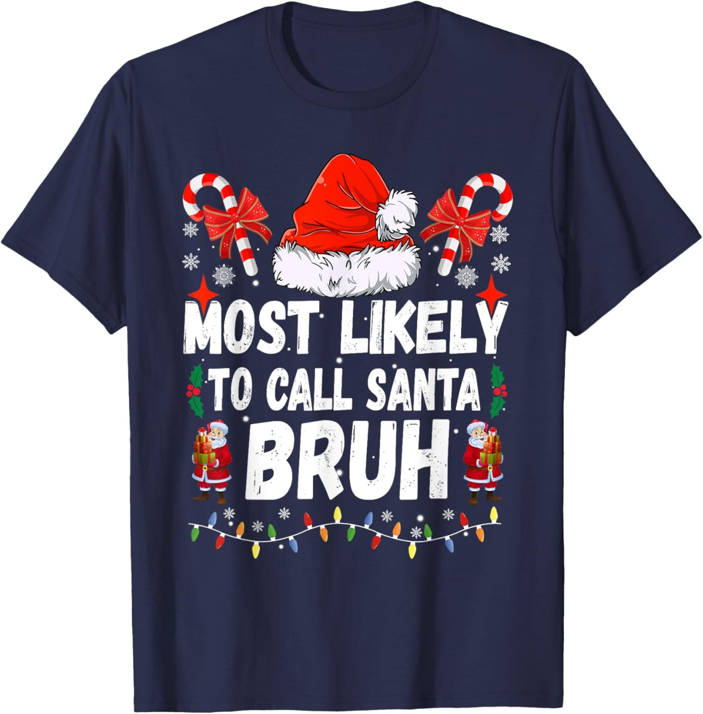 Most Likely To Watch All The Football Games Christmas Family T-Shirt - T-Shirt | Navy