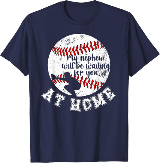 At Home Baseball Catcher Aunt Of A Baseball Catcher Auntie T-Shirt - T-Shirt | Navy