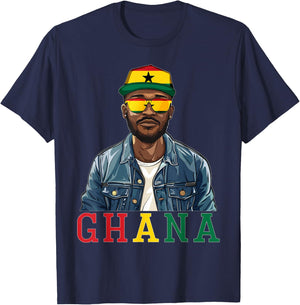 Ghana Flag Outfit for Man Souvenirs Coountry Ghanaian T-Shirt - T-Shirt | Navy