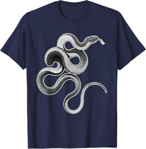 Snake Serpent Mamba Blackwork T-Shirt - T-Shirt | Navy
