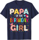 Papa Of The Birthday Girl Donut Themed Party Decoration T-Shirt - T-Shirt | Navy