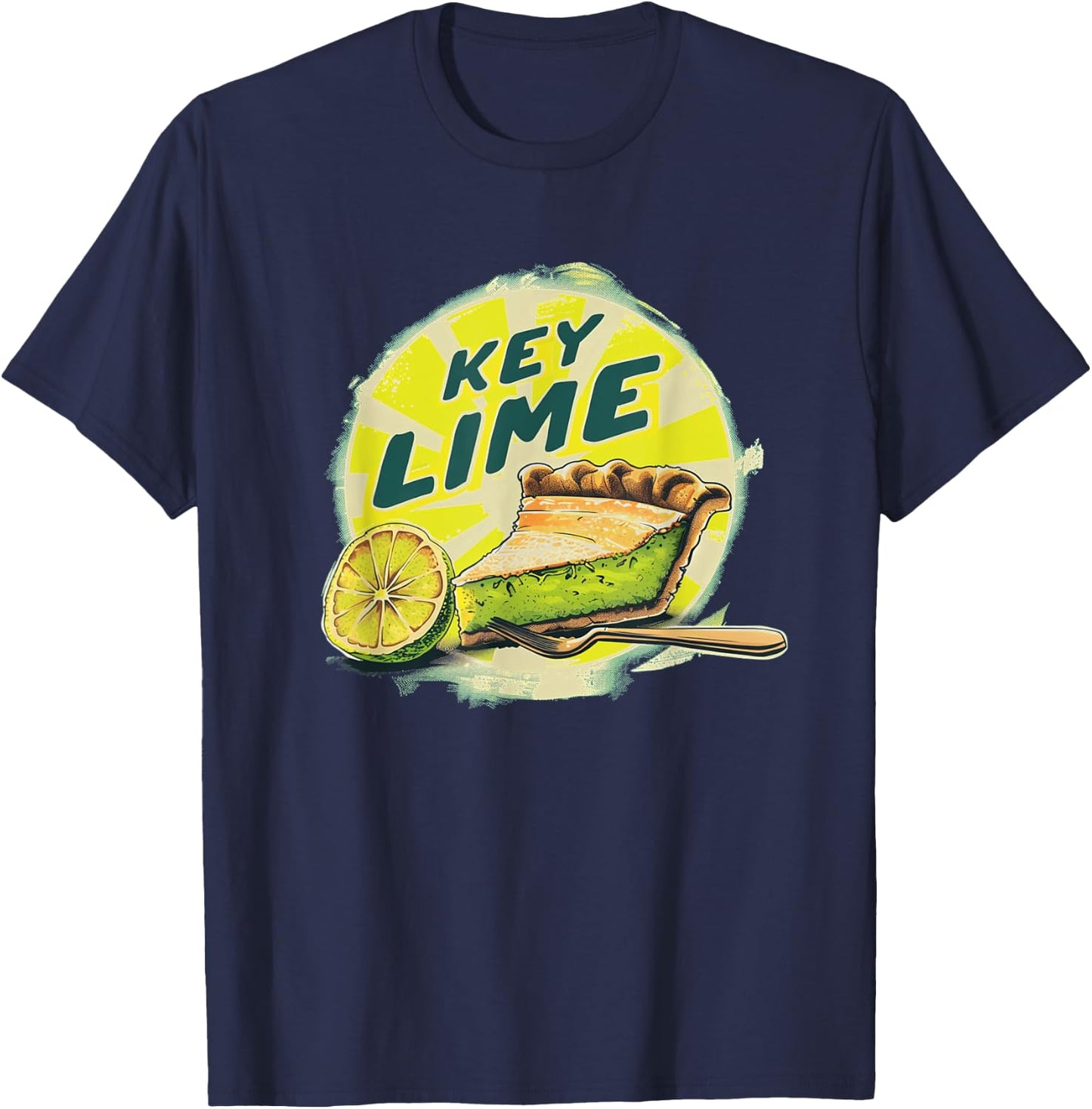 Pretty Presentation of Key Lime Pie for Dessert Enthusiasts T-Shirt - T-Shirt | Navy