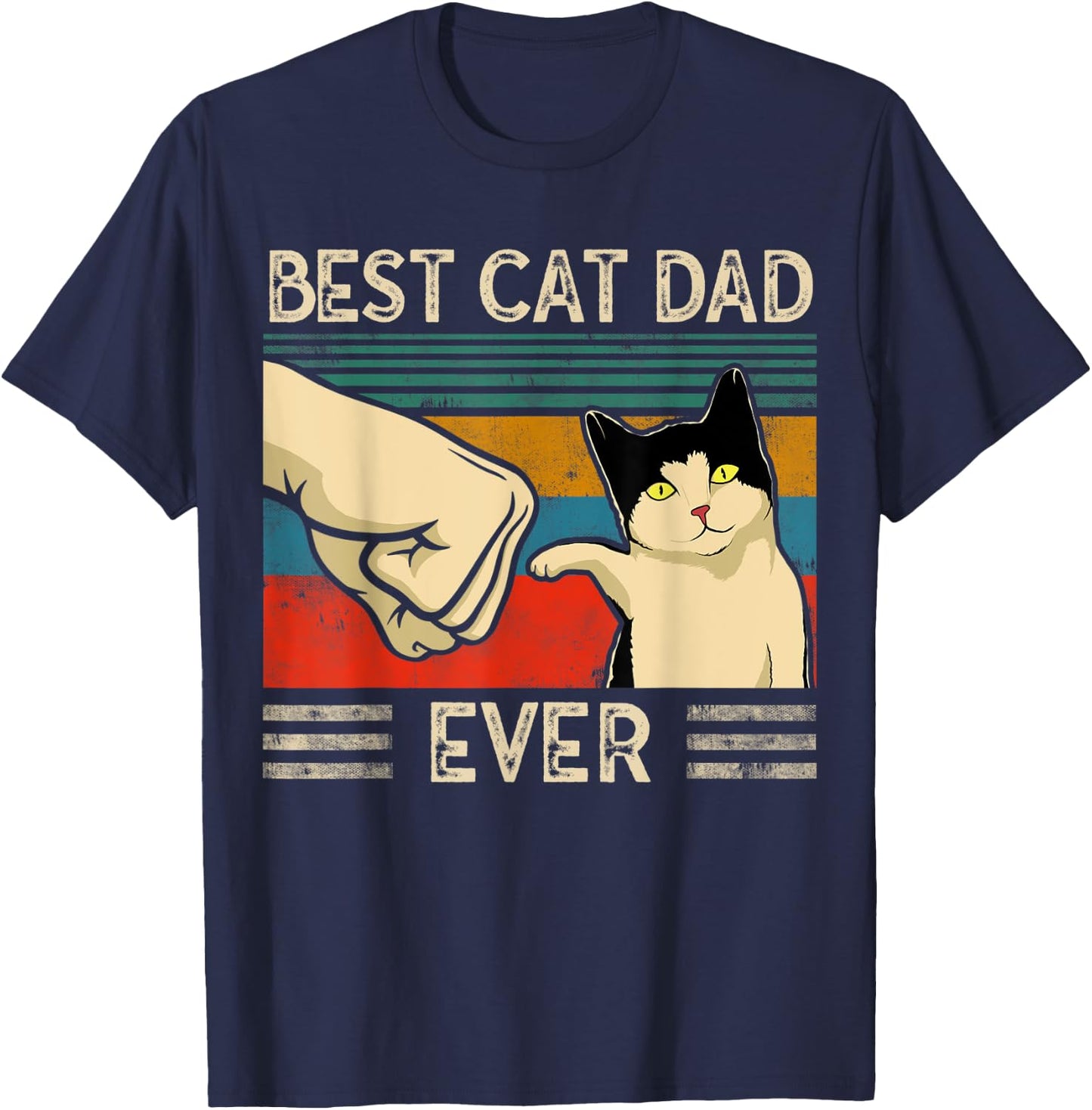 Best Cat Dad Ever Cat Dad T-Shirt - T-Shirt | Navy