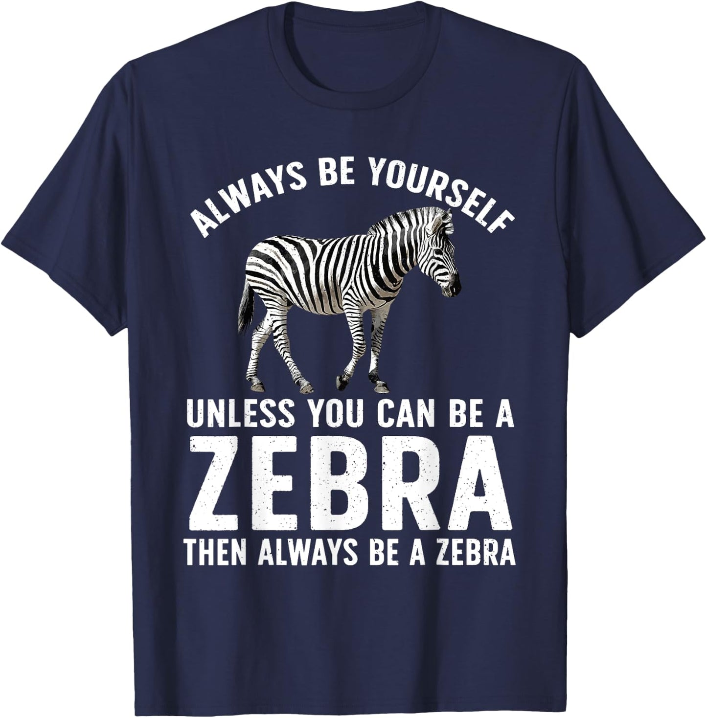 Funny Zebra Art Women Kids Zoo Animal Safari Zebra T-Shirt - T-Shirt | Navy