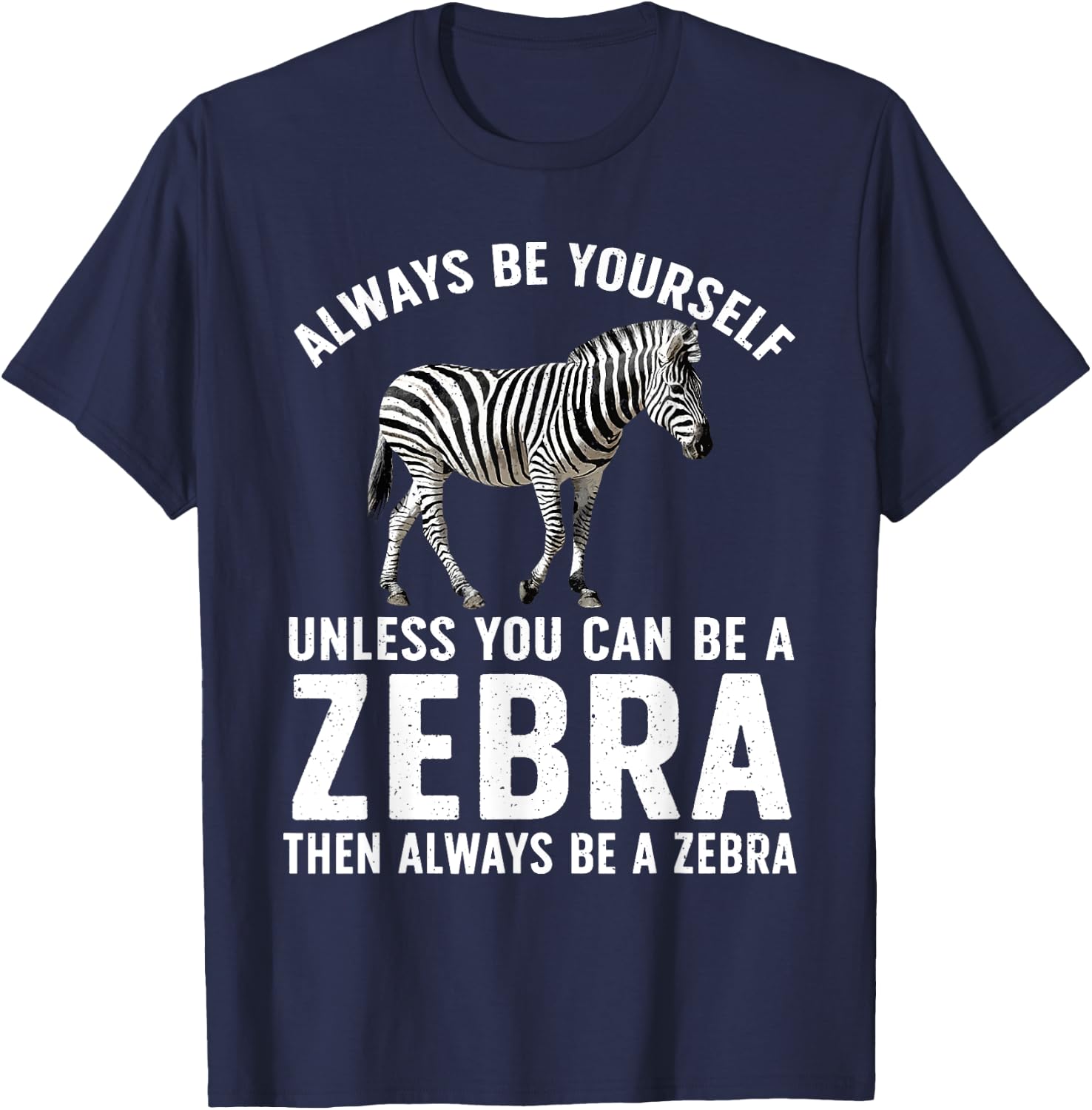 Funny Zebra Art Women Kids Zoo Animal Safari Zebra T-Shirt - T-Shirt | Navy
