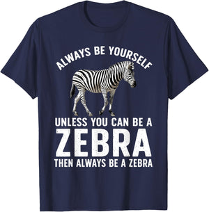 Funny Zebra Art Women Kids Zoo Animal Safari Zebra T-Shirt - T-Shirt | Navy