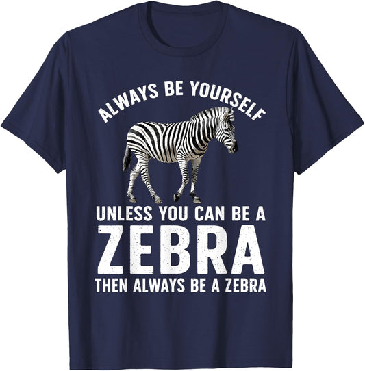 Funny Zebra Art Women Kids Zoo Animal Safari Zebra T-Shirt - T-Shirt | Navy
