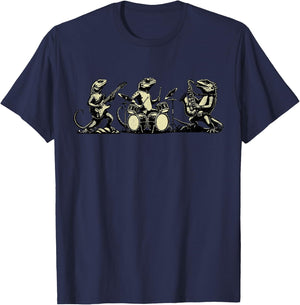 Retro Rock Music Lizard Funny Vintage Lizard Band Music T-Shirt - T-Shirt | Navy