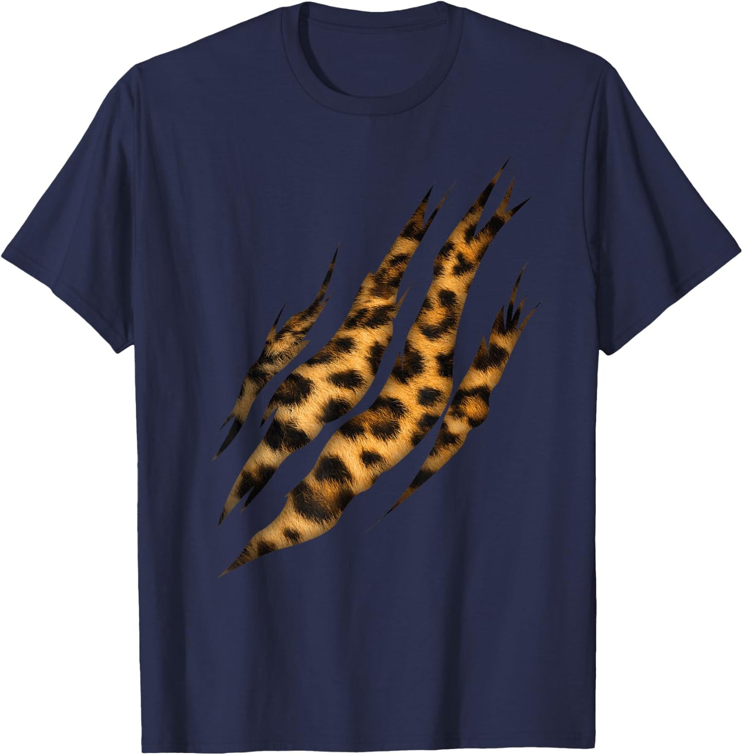 Leopard Skin Print Torn Claw T-Shirt - T-Shirt | Navy