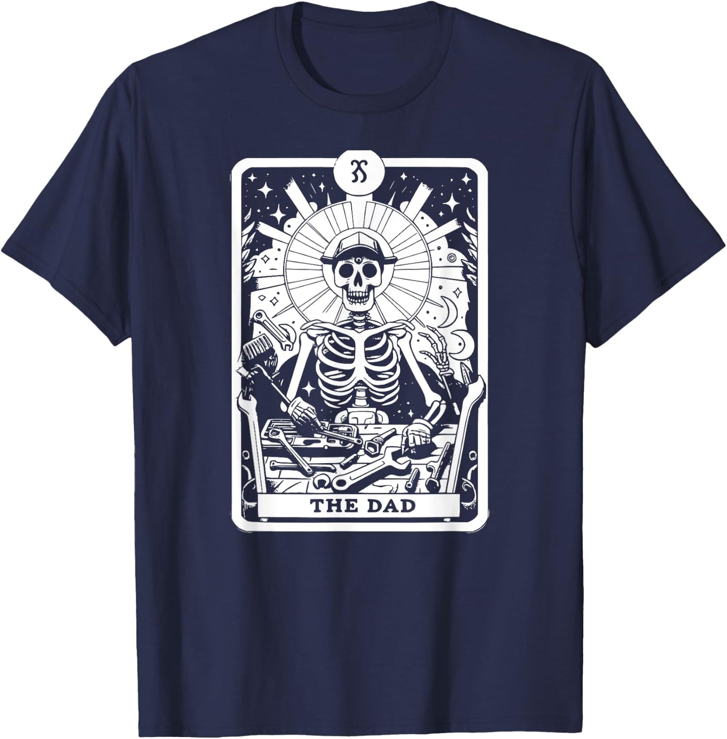 The Dad Tarot Card Skeleton Father Tools Gothic Occult T-Shirt - T-Shirt | Navy