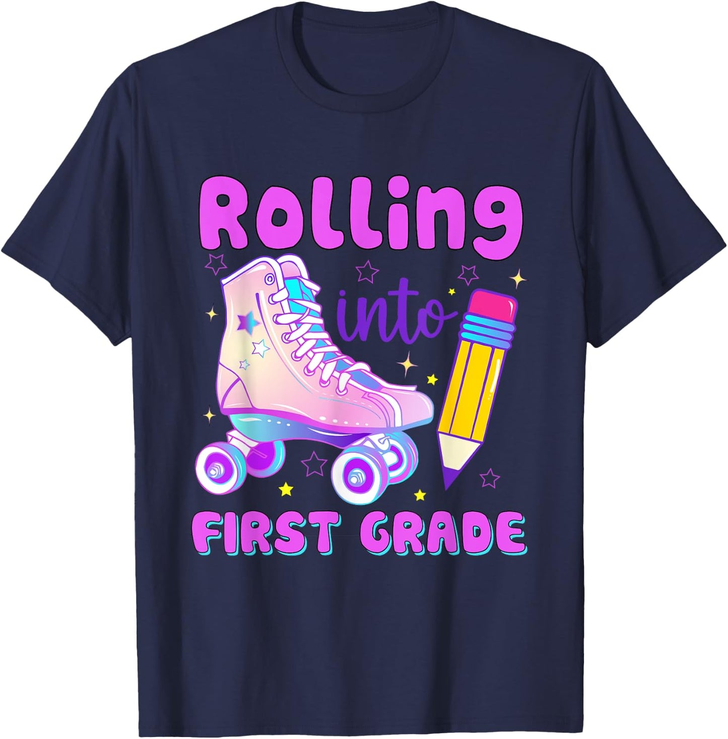 Rolling Into First Grade First Day of First Grade T-Shirt - T-Shirt | Navy