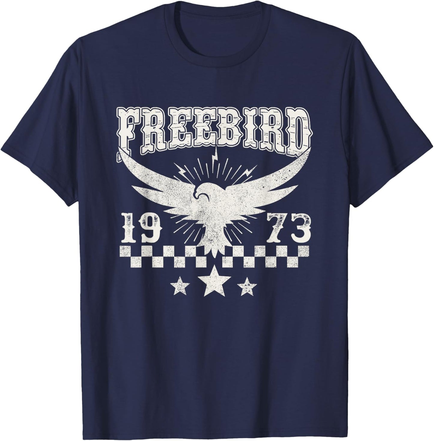 Free Eagle Bird 1973 American Western Country Music Lover T-Shirt - T-Shirt | Navy