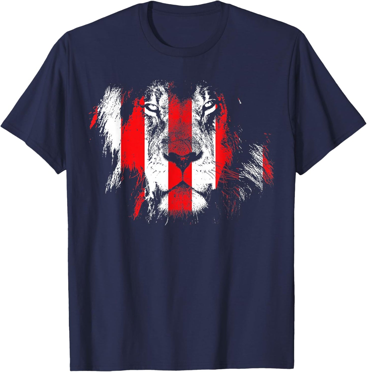Red And White Lion Face Bilbao T-Shirt - T-Shirt | Navy