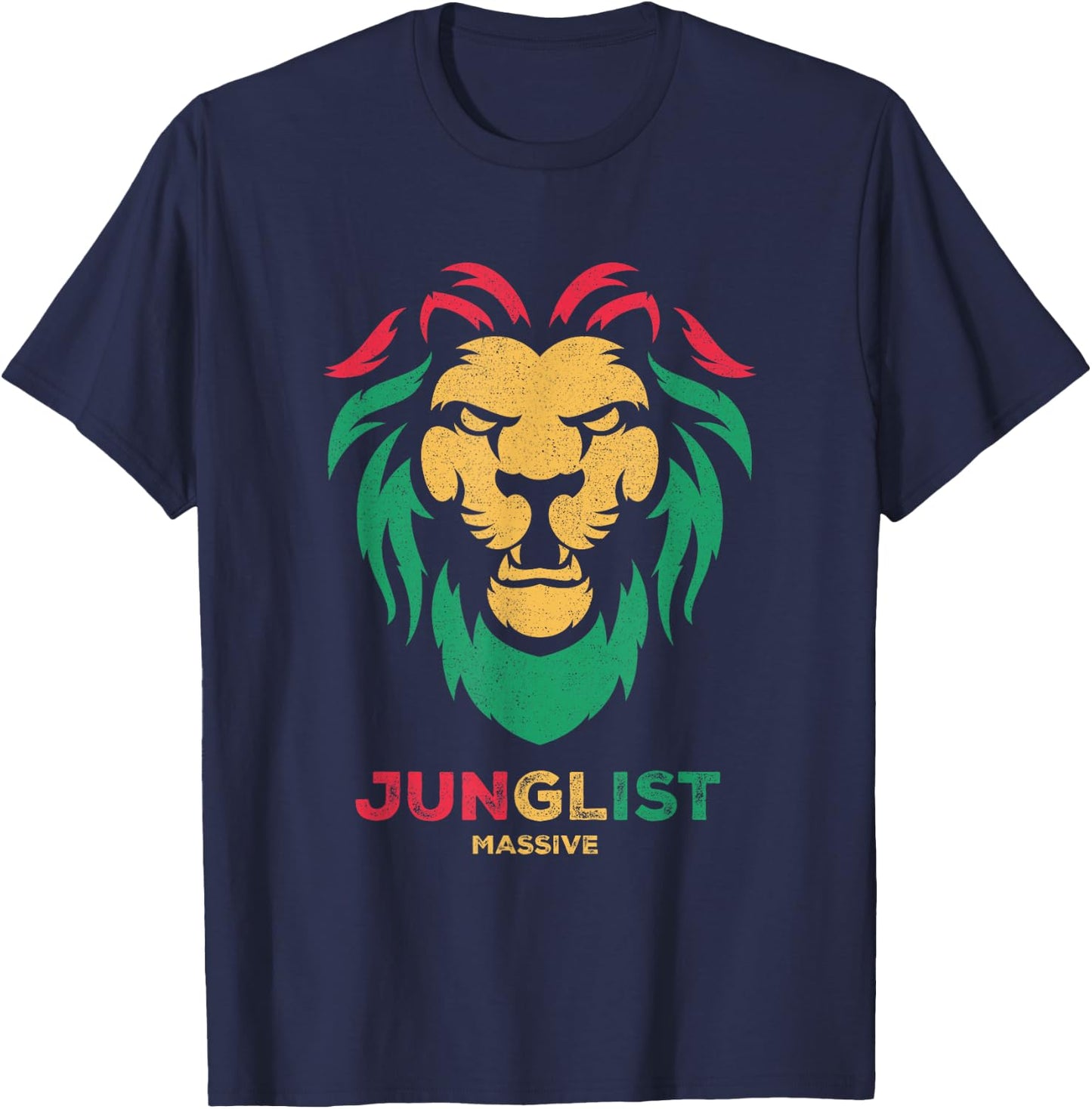 Junglist Massive, Drum & Bass, Jungle, DnB Music, Lion Head T-Shirt - T-Shirt | Navy